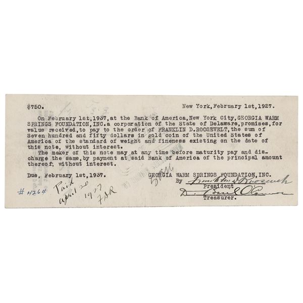 Franklin D. Roosevelt Document Signed