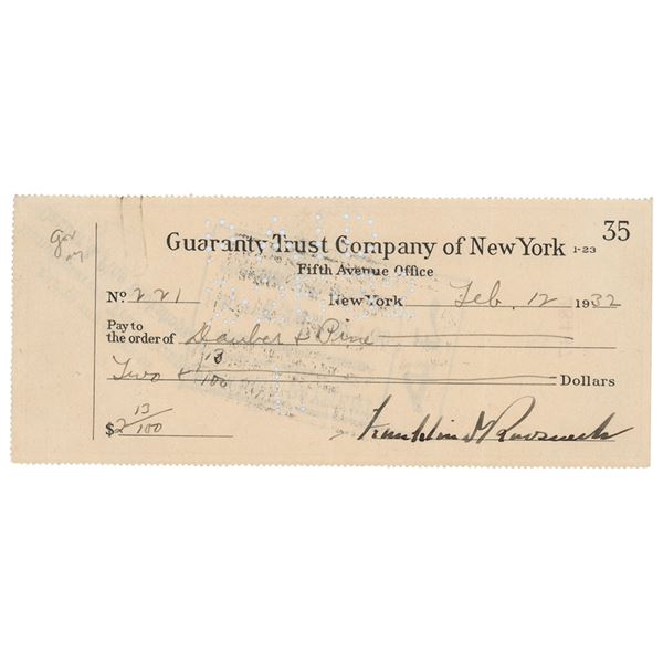 Franklin D. Roosevelt Signed Check
