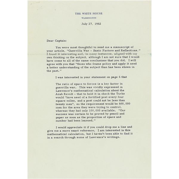 John F. Kennedy Typed Letter Signed as President