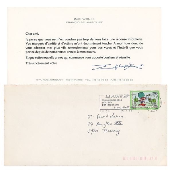 Zao Wou-ki Typed Letter Signed