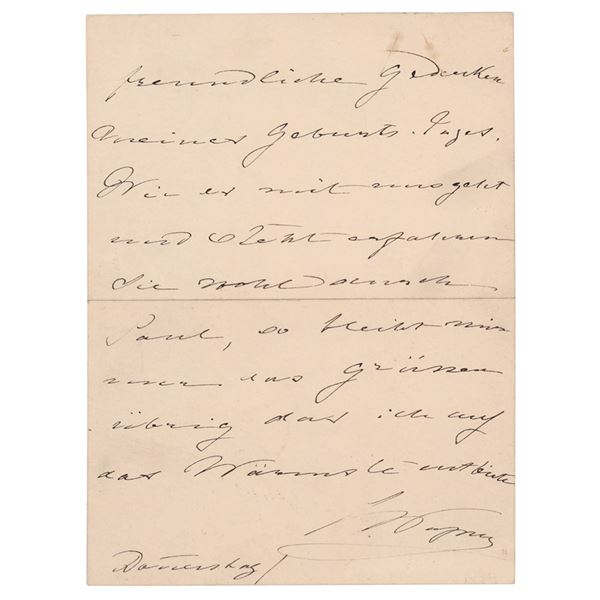 Cosima Wagner Autograph Letter Signed