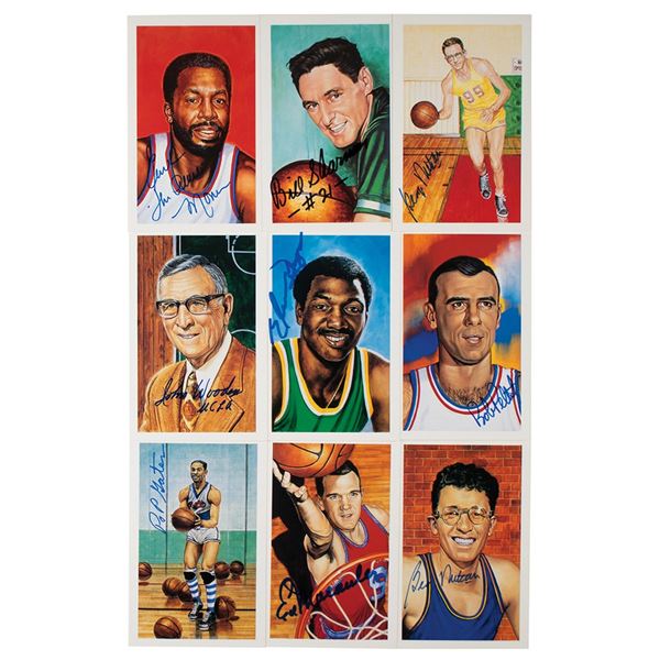 Basketball Hall of Fame (17) Signed Center Court Art Cards