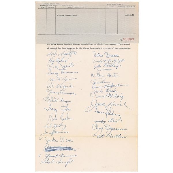 Detroit Tigers: 1965 Team-Signed Document