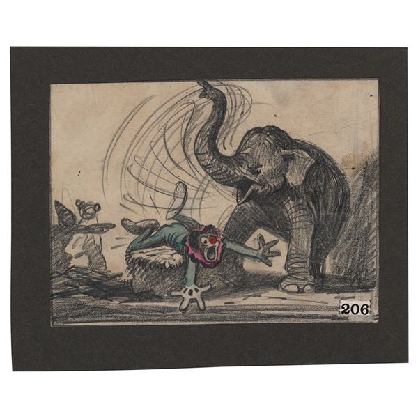 Mrs. Jumbo and Clown production storyboard drawing from Dumbo