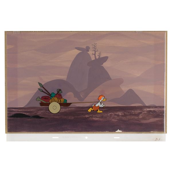 Donald Duck production cel and production background from Donald Duck and the Wheel