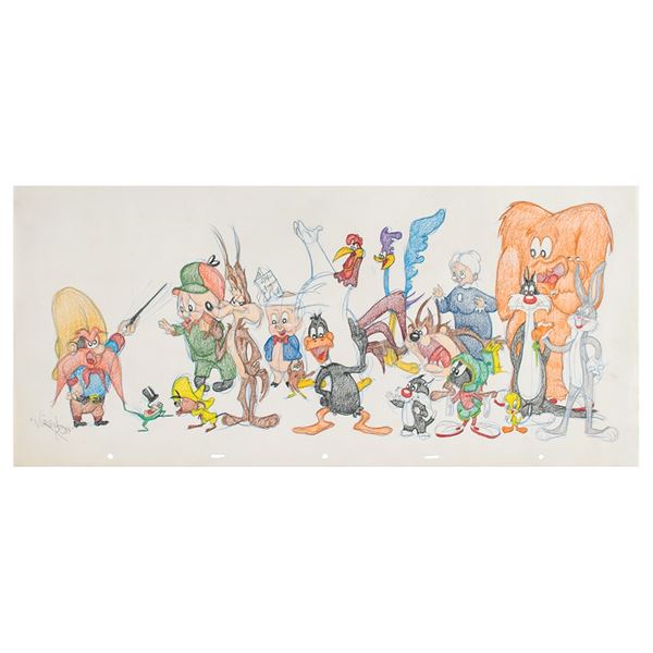 Looney Tunes original panorama drawing by Virgil Ross