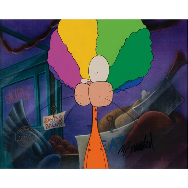 Bill the Cat production cel from A Wish for Wings That Work signed by Berke Breathed