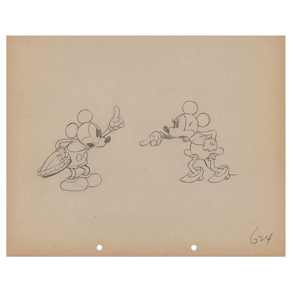 Mickey and Minnie Mouse production drawing from Puppy Love