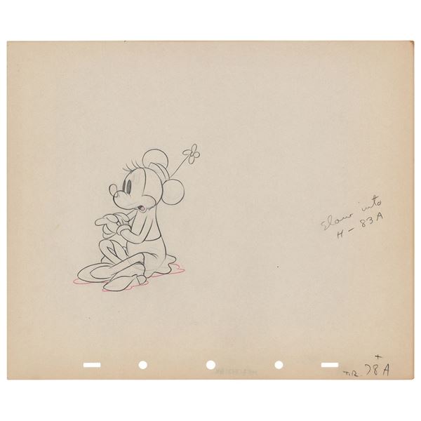 Minnie Mouse production drawing from Mickey's Rival