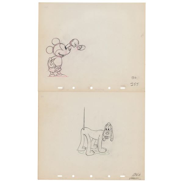 Mickey Mouse and Pluto production drawings from Society Dog Show