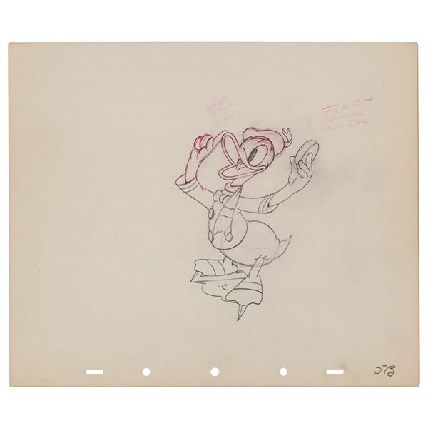 Donald Duck production drawing from The Hockey Champ