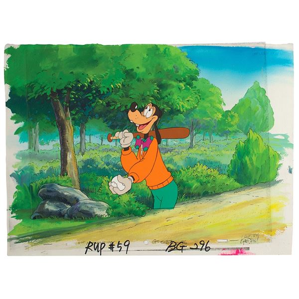 Goofy production cel and production background from Goof Troop