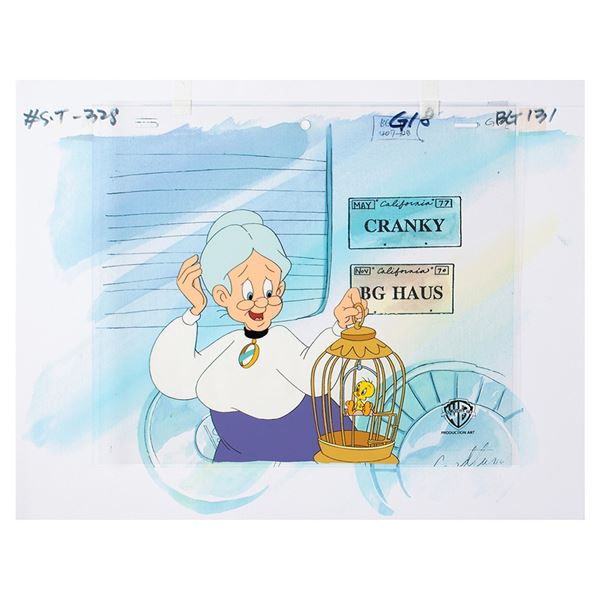 Granny and Tweety Bird production cel from The Sylvester and Tweety Mysteries