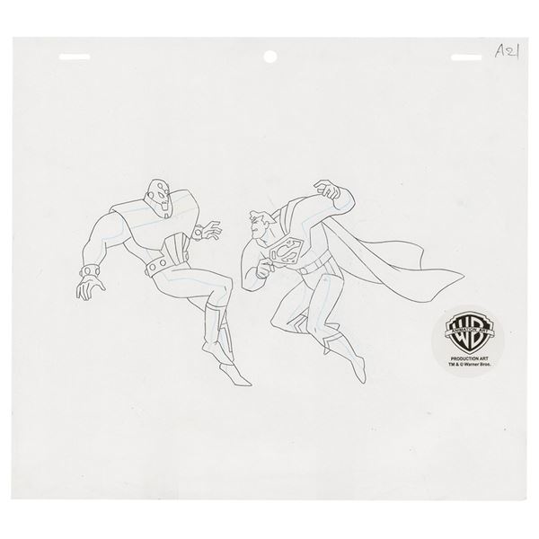 Superman and Brainiac production drawing from Superman: The Animated Series