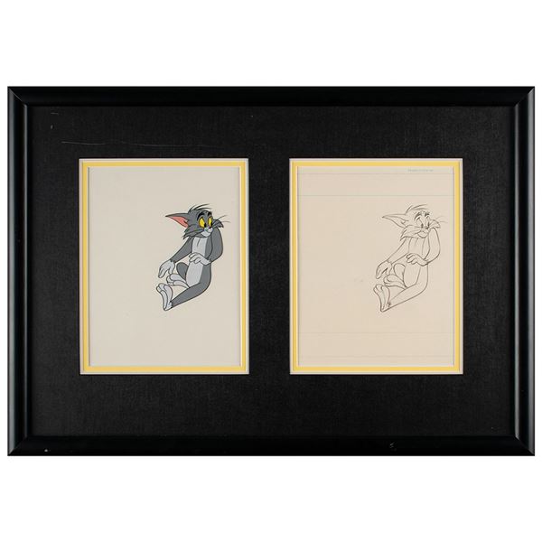 Tom Cat production cel and drawing from a Tom and Jerry cartoon