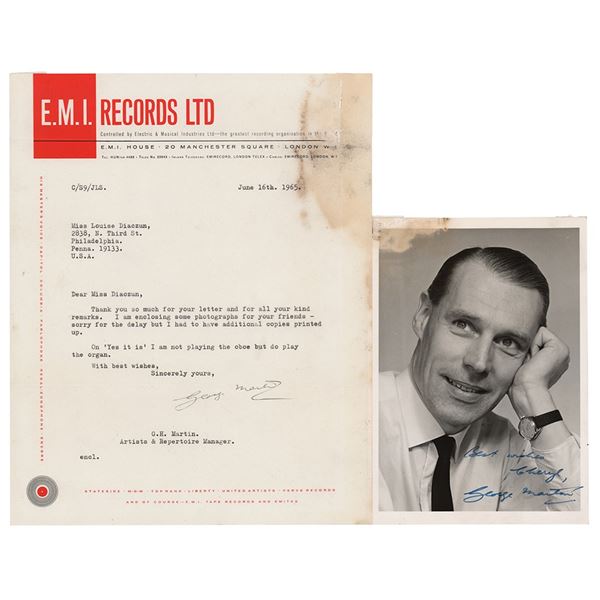 George Martin Typed Letter Signed and Signed Photograph