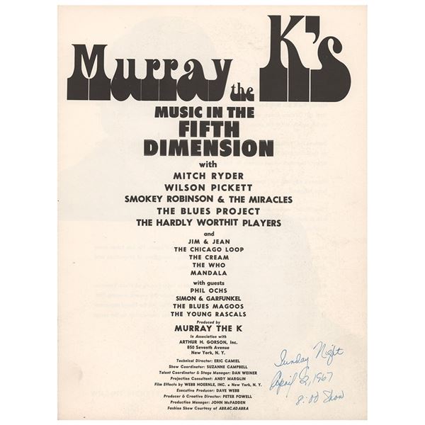 The Who and Cream: Murray the K 1967 Easter Shows Program