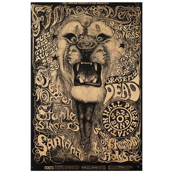 Grateful Dead and Santana Iconic 1968 Fillmore West (BG 134) Poster