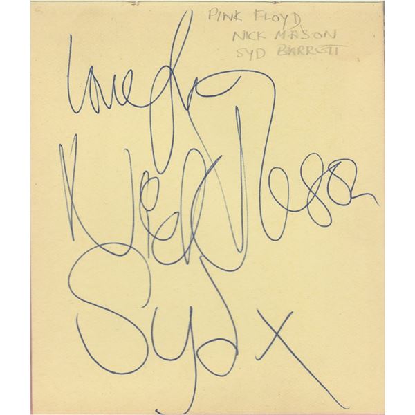 Pink Floyd 1967 Signatures with Syd Barrett from Jimi Hendrix Fall UK tour