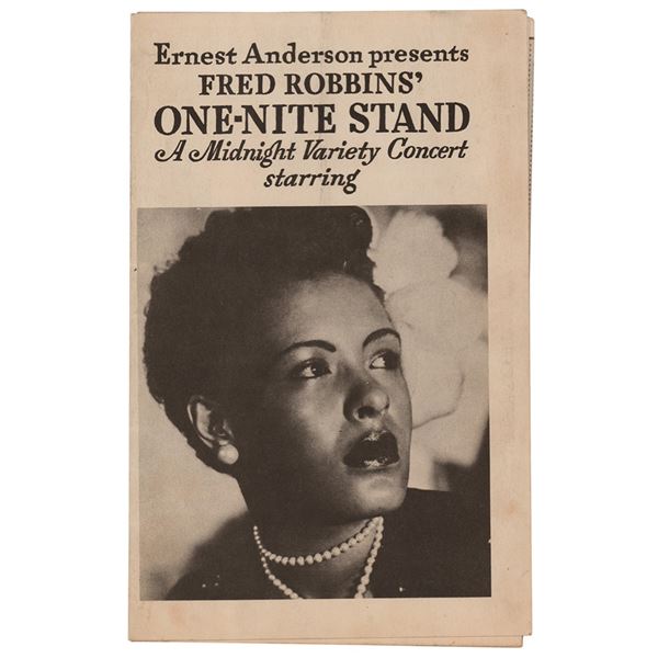 Billie Holiday 1940s 'One-Nite Stand' Program