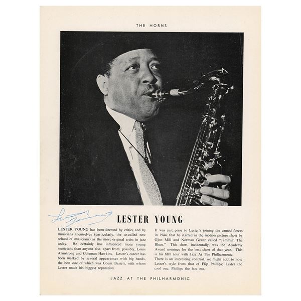 Lester Young and Charlie Shavers Signed Program Page