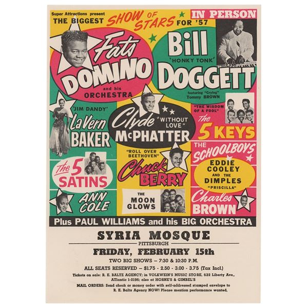 Chuck Berry and Fats Domino 1957 'Biggest Show of Stars' Handbill