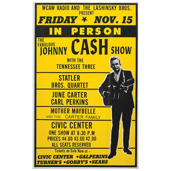 Johnny Cash 1968 Charleston Concert Poster