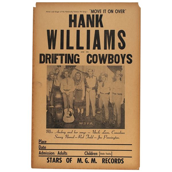 Hank Williams Circa 1947 Concert Poster