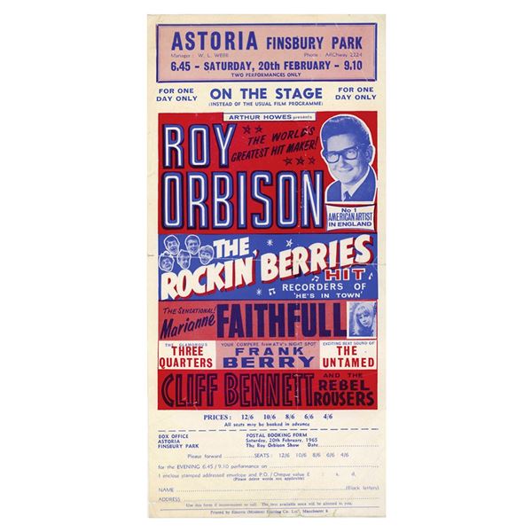 Roy Orbison 1965 Finsbury Park Handbill
