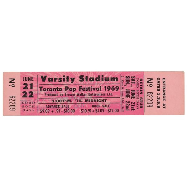 Toronto Pop Festival 1969 Ticket