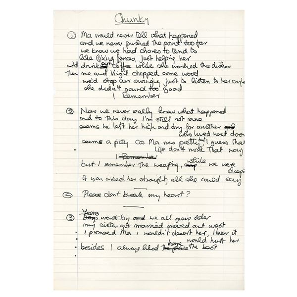 Genesis: Phil Collins Handwritten Working Lyrics for 'Me and Virgil'