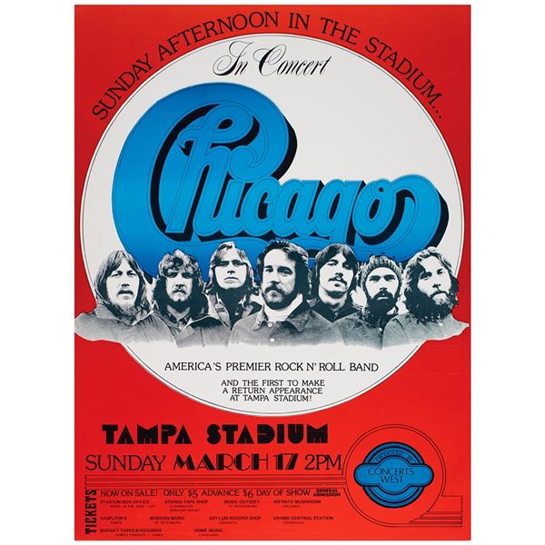 Chicago 1974 Tampa Concert Poster