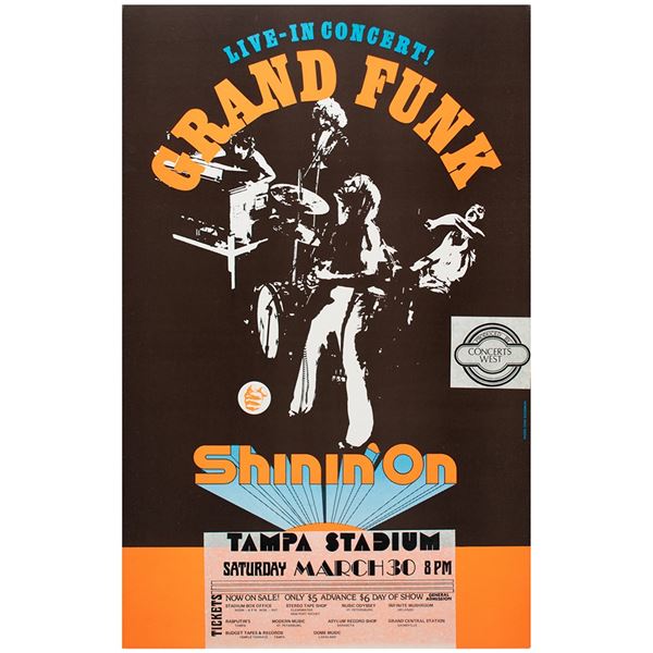 Grand Funk Railroad 1974 Tampa Concert Poster