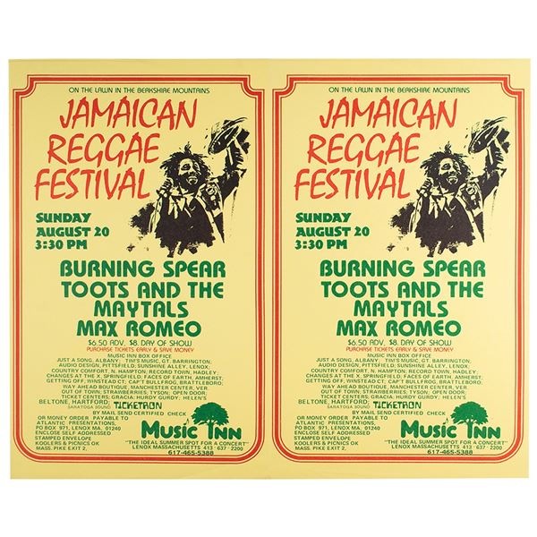 Jamaican Reggae Festival (2) 1978 Music Inn Concert Posters
