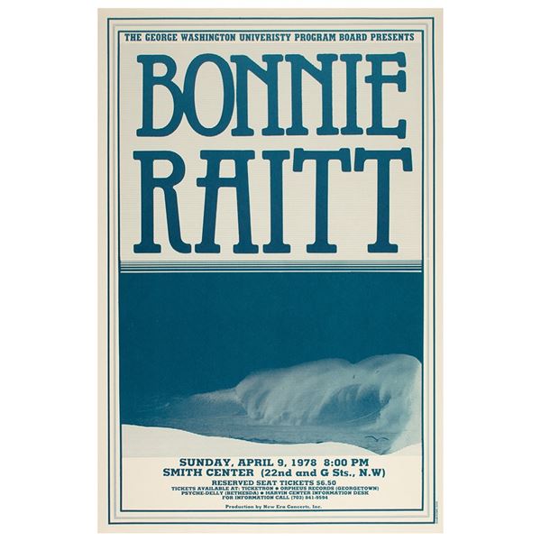 Bonnie Raitt 1978 GWU Concert Poster