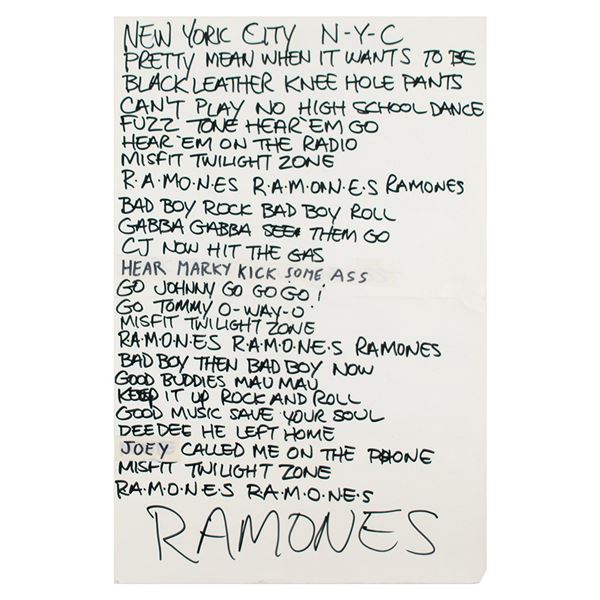 Ramones: Handwritten Lyrics for 'R.A.M.O.N.E.S.' by Motorhead