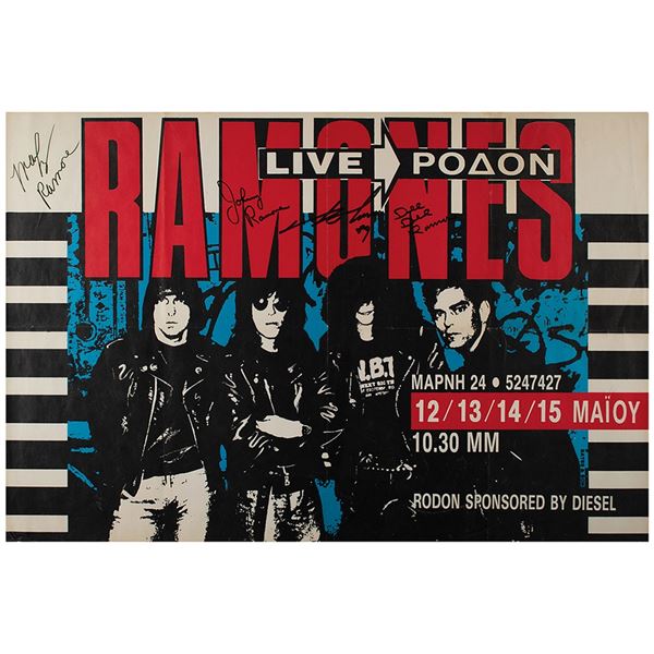 Ramones Signed 1989 Concert Poster