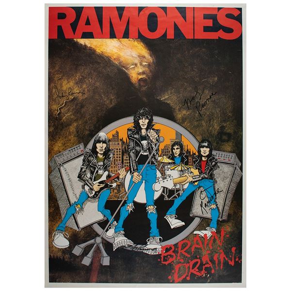 Ramones Signed 'Brain Drain' Poster