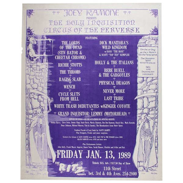 Ramones: Joey Ramone Original 1989 'The Holy Inquisition Circus of Perverse' Poster