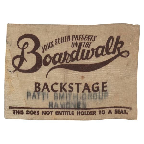 Ramones and Patti Smith 1978 Boardwalk Backstage Pass