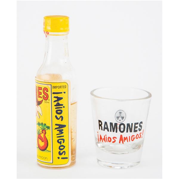 Ramones Miniature Mezcal Bottle and Shot Glass for Adios Amigos