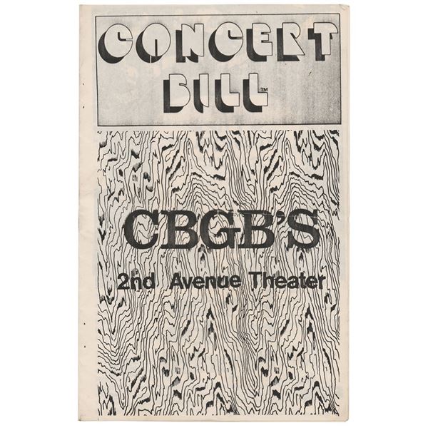 CBGBâ€™s 2nd Avenue Theater 1977 Program