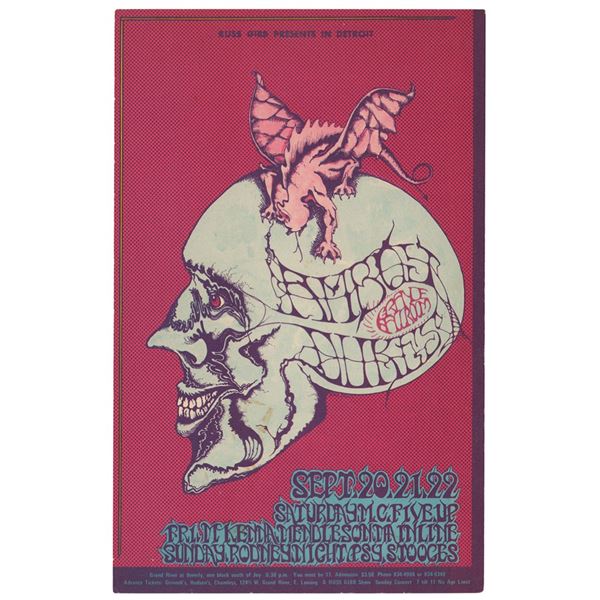 The Stooges, Amboy Dukes, and MC5 1968 Grande Ballroom Handbill