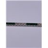 Image 2 : PLATINUM DIAMOND AND SIMULATED EMERALD BRACELET 10% IRIDIUM AND 90% PLATINUM IN A CLASSIC IN LINE