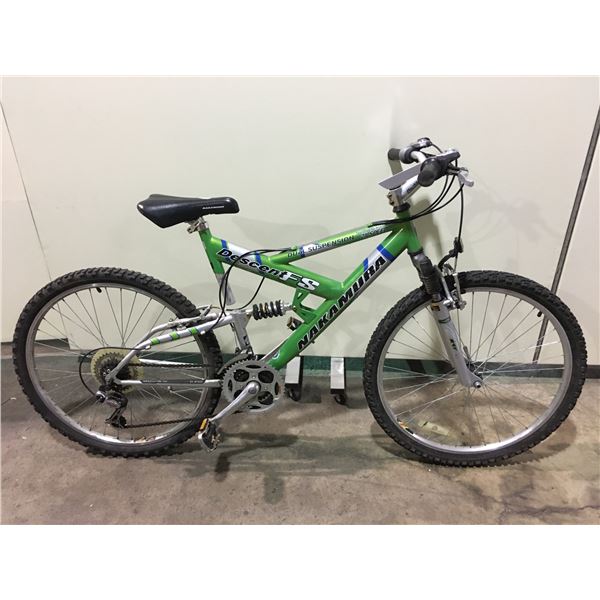 GREEN NAKAMURA DECENT FS, FULL SUSPENSION, 21 SPEED MOUNTAIN BIKE
