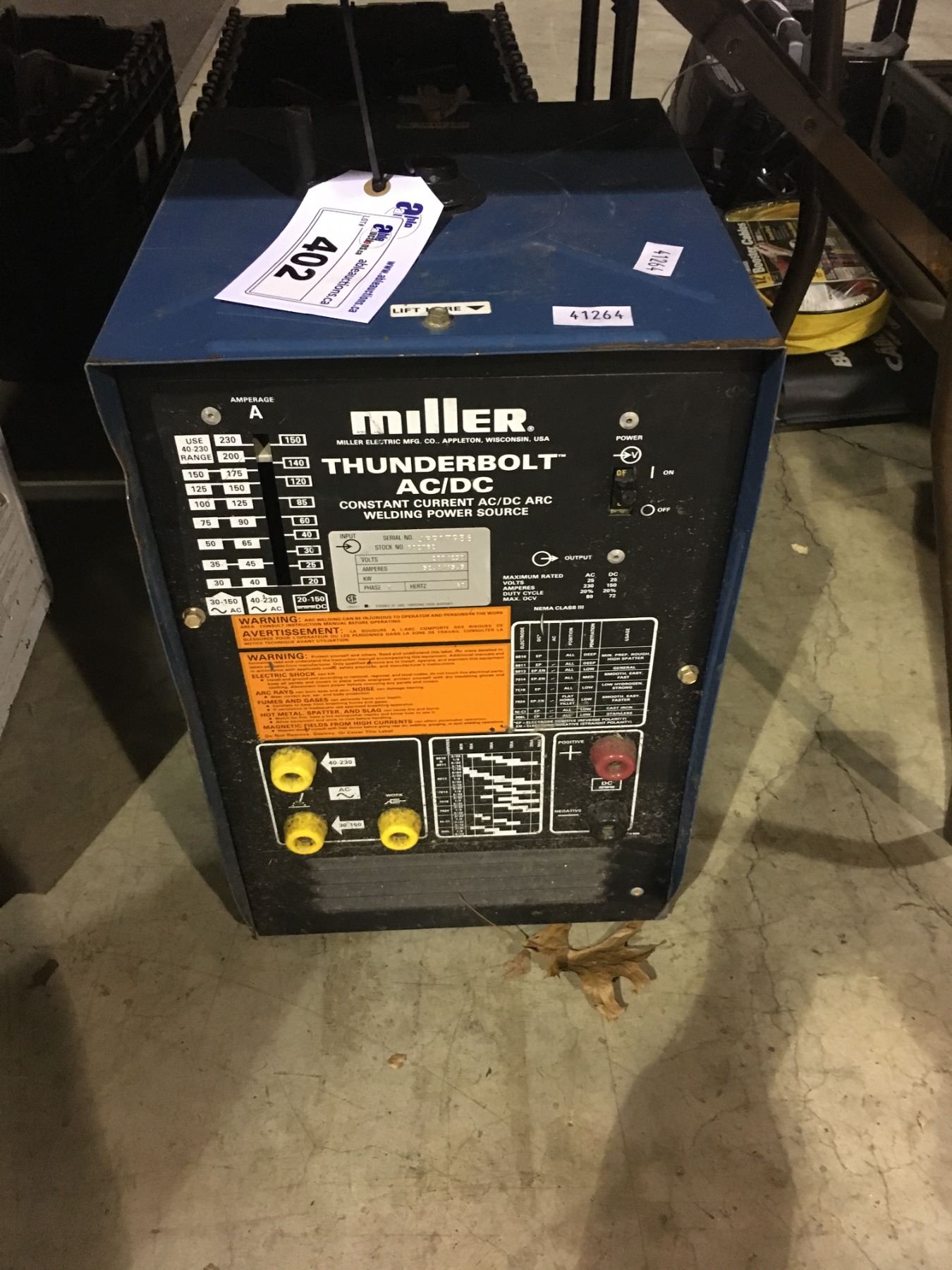 MILLER THUNDERBOLT AC/DC CONSTANT CURRENT AC/DC ARC WELDING POWER SOURCE