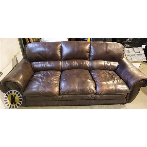 BROWN LEATHERETTE COUCH (USED)