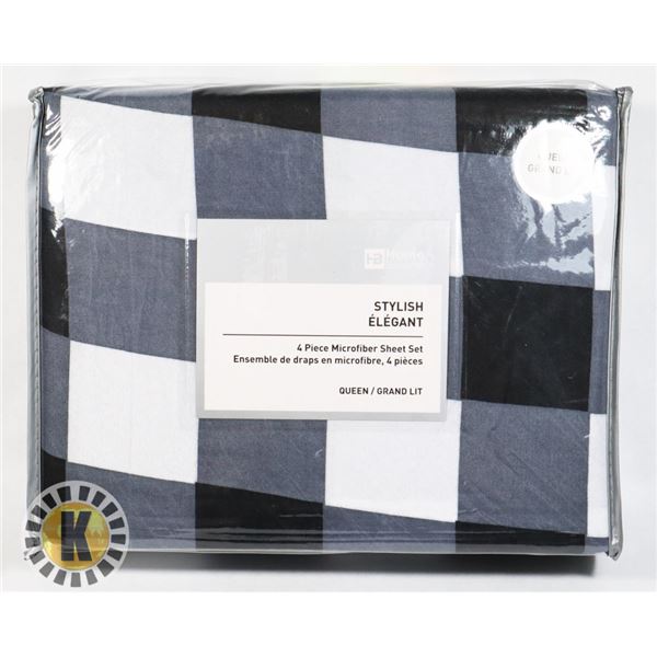 STYLISH 4 PIECE MICROFIBER SHEET SET - QUEEN