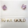 Image 1 : 10K YELLOW GOLD PINK CZ EARRINGS