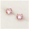 Image 3 : 10K YELLOW GOLD PINK CZ EARRINGS